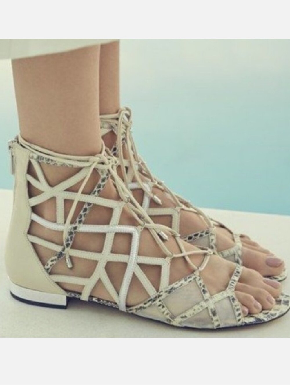 Sam Edelman Denver Gladiator Sandals in Ivory (Size 5)